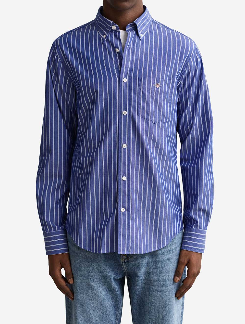 3262031A26 BLUE 436 E110 REG CLASSIC POPLIN STRIPE SHIRT — 2 3262031A26 BLUE 436.jpeg