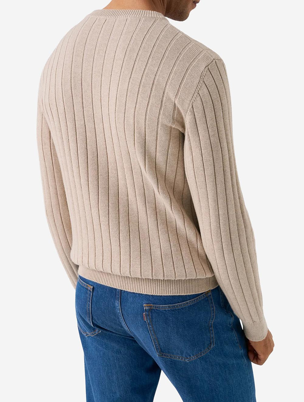 100014390 BEIGE 33 E299 ETON Structure Knit Crewneck — 100014390 BEIGE 33 E299 ETON Structure Knit Crewneck2 model.jpg