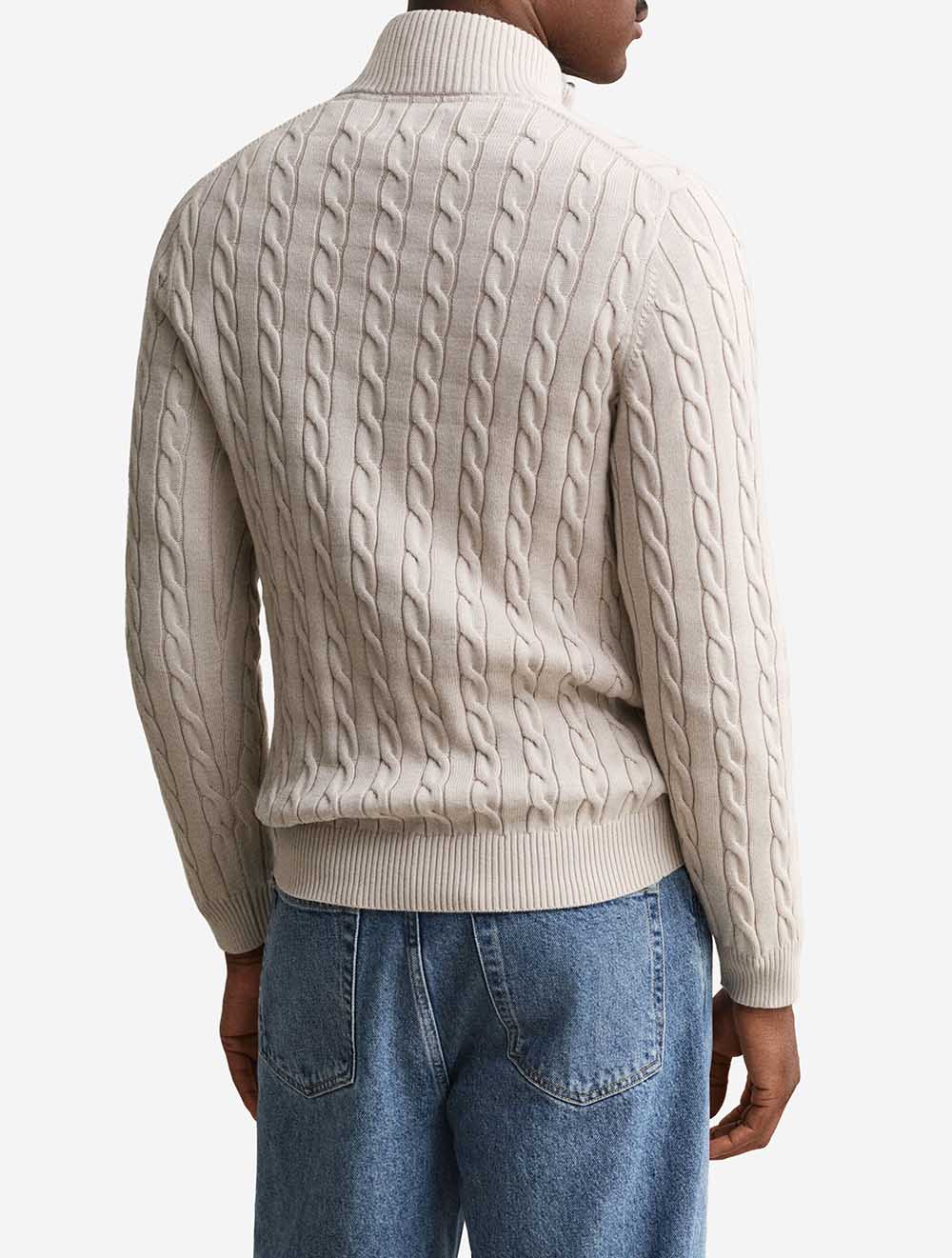 8050603A26 BEIGE 215 E150 CABLE KNIT HALF ZIP SWEATER — 3 8050603-215-model-bv-1.jpeg