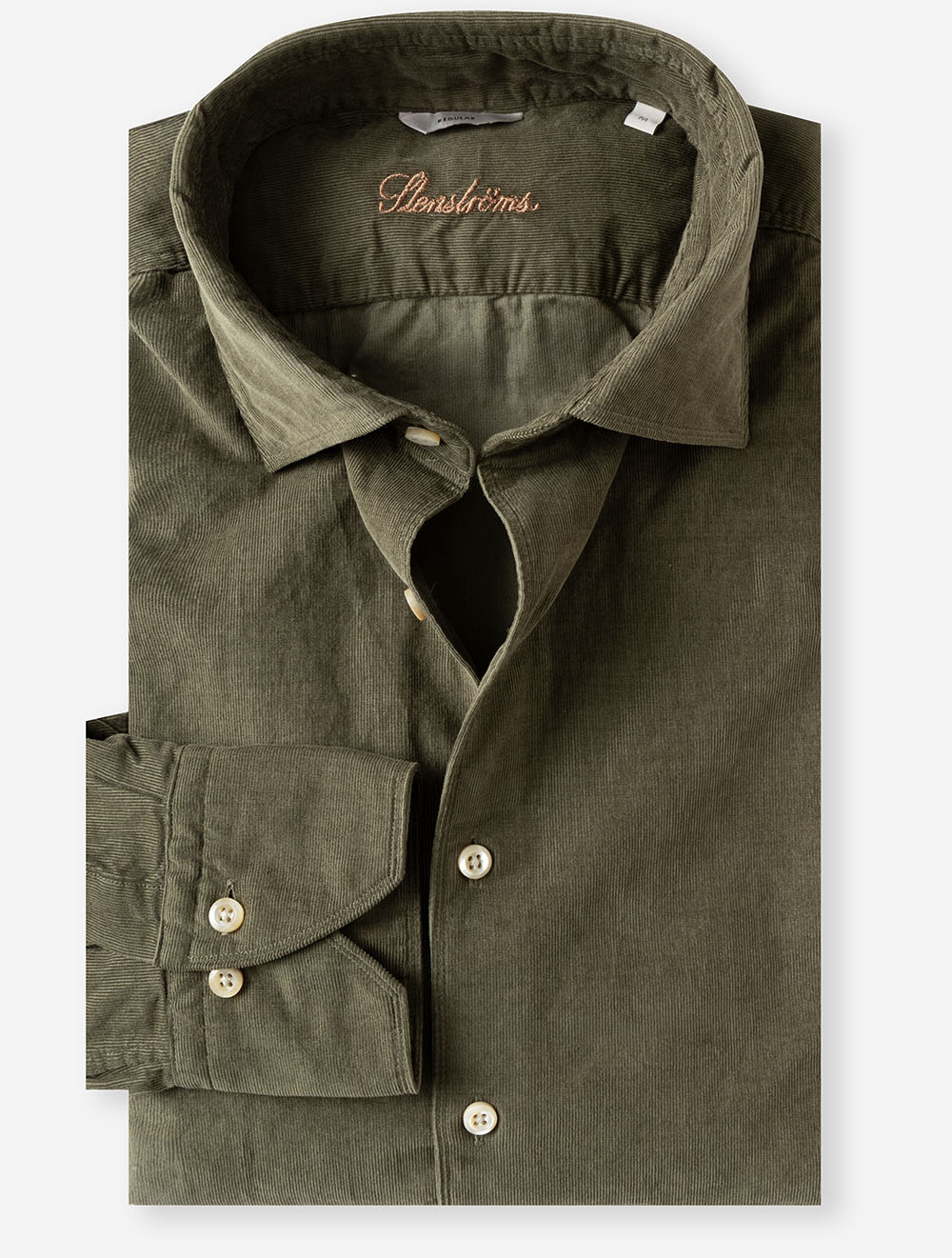 6747218885 GREEN:460 E169 Stenstroms Fine Cord Shirt — 7S8A9357.jpg