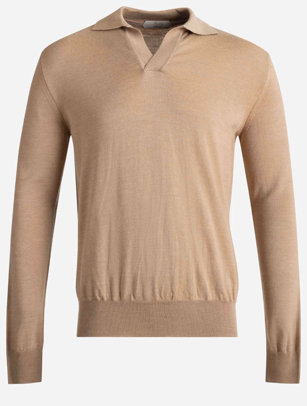 02140003 BEIGE 260 E185 Aurelien LS Buttonless POLO — 7S8A0961.jpg