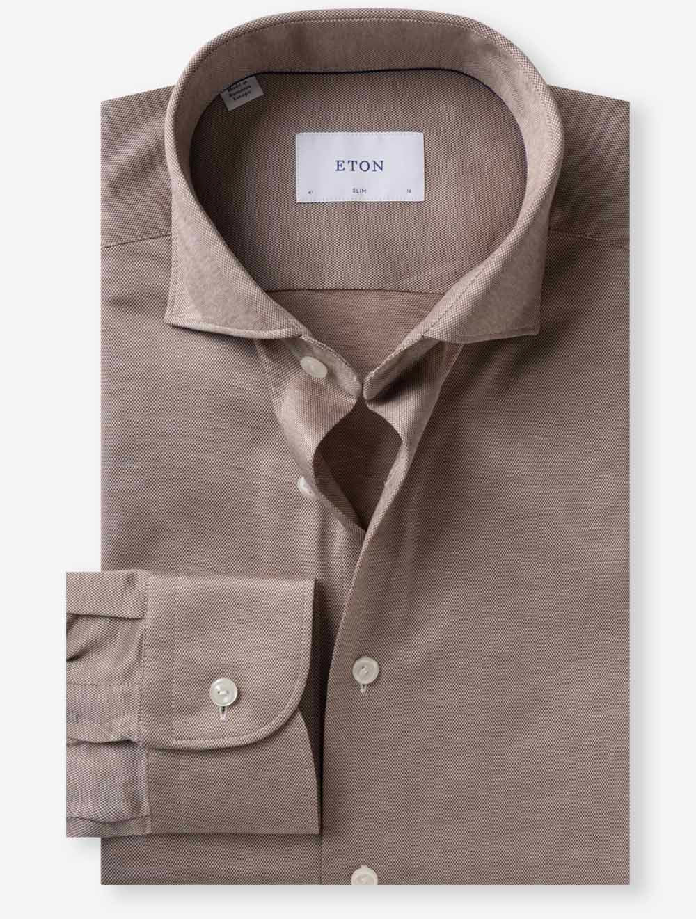 100014987 BROWN 37 E239 ETON Slim Jacquard Knit Shirt — 7S8A7907.jpg