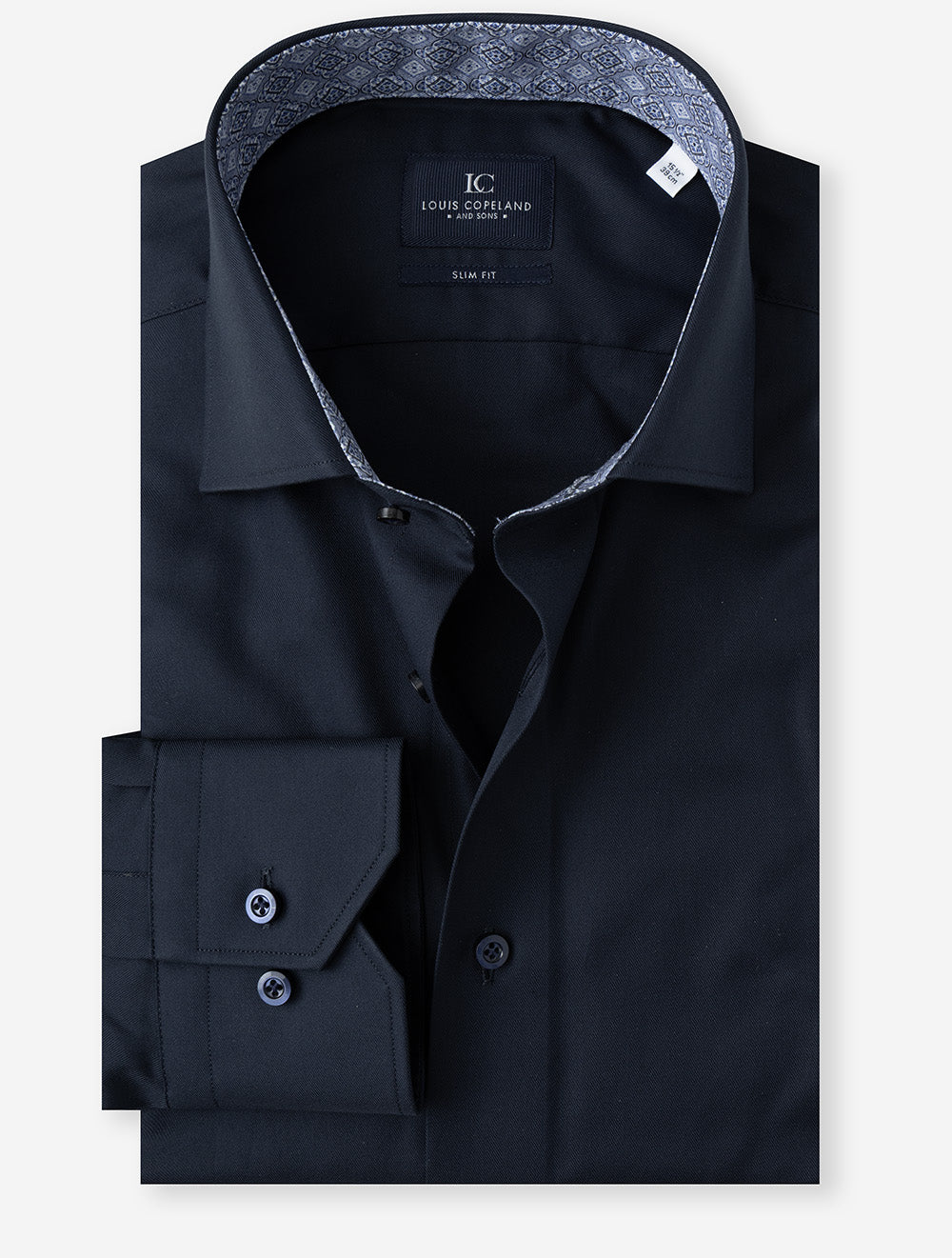 FLAINEGSF NAVY E219 LC Slim Plain Geo Inlay Shirt — image-01.jpg