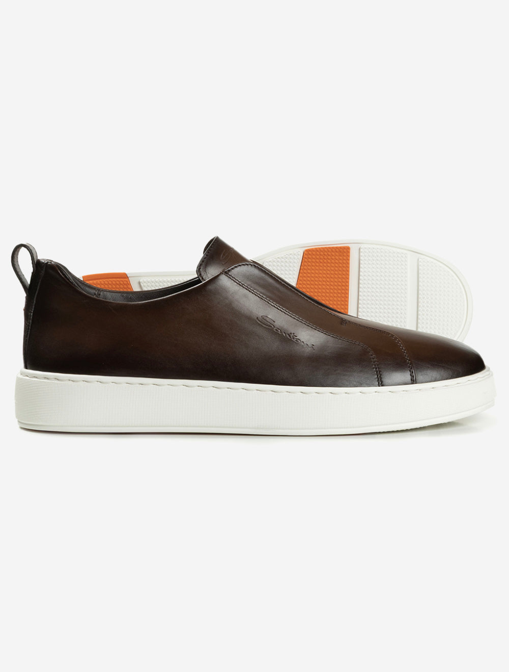 MBCD21995l BROWN S50 E650 Santoni Leather Slip On Sneaker — 7S8A1020.jpg