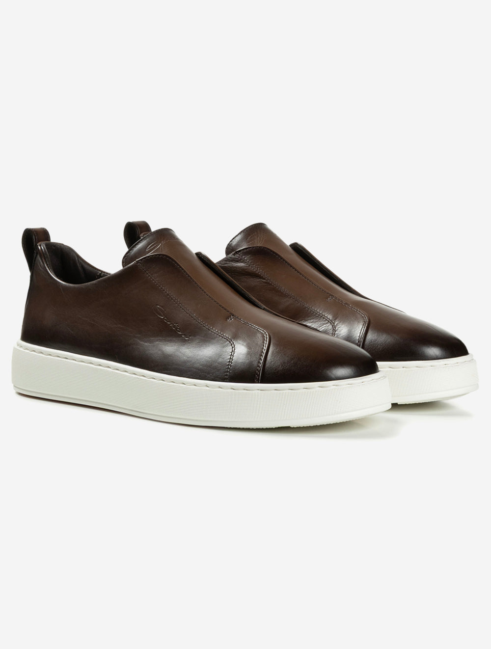 MBCD21995l BROWN S50 E650 Santoni Leather Slip On Sneaker — 7S8A1019.jpg