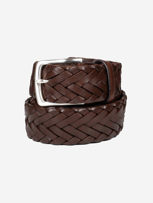 Leather Handweave Belt Brown