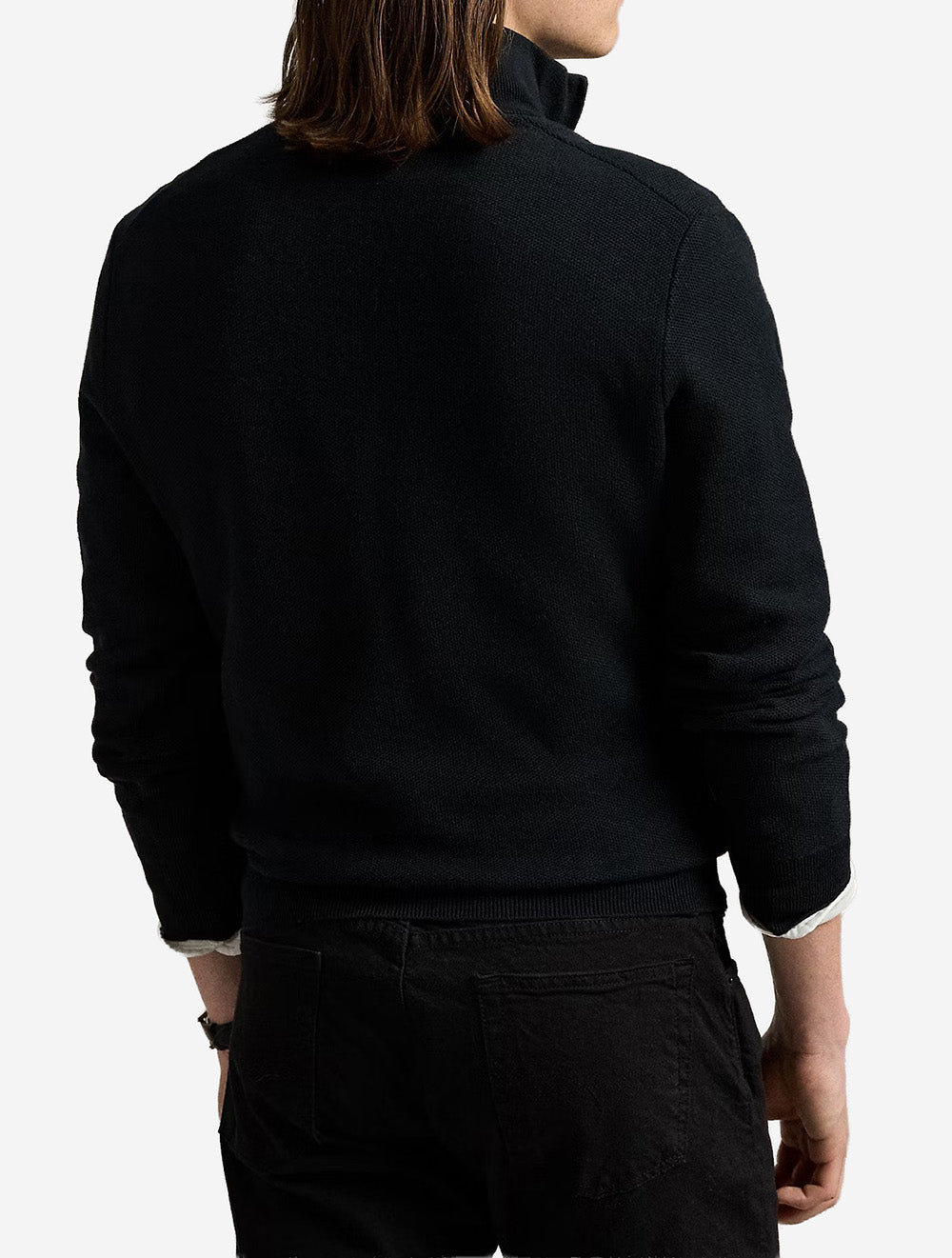 Half Zip Piqué Pullover Black