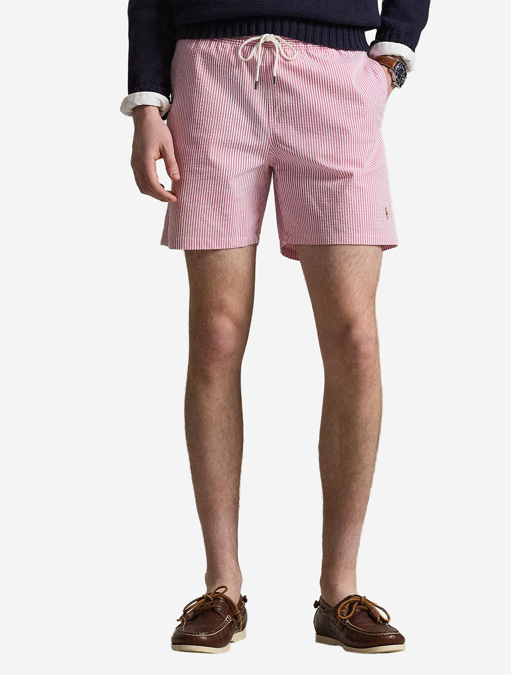 Striped Seersucker Swim Short Rose