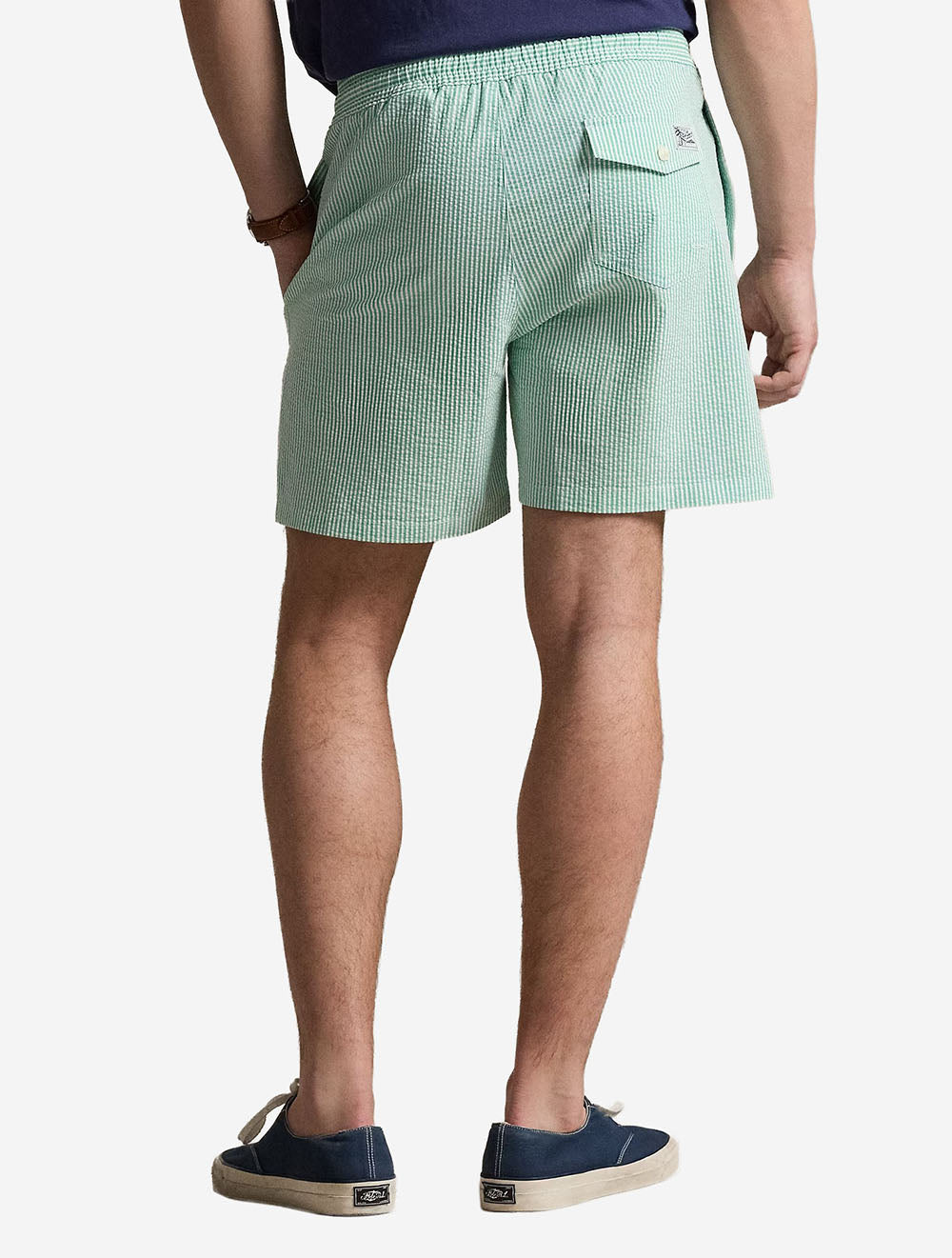 Striped Seersucker Swim Short Green