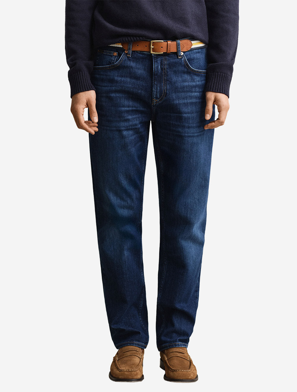 Regular Fit Jeans Dark Blue Broken In