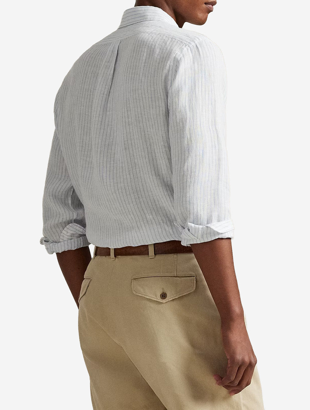 Custom Fit Striped Linen Shirt White
