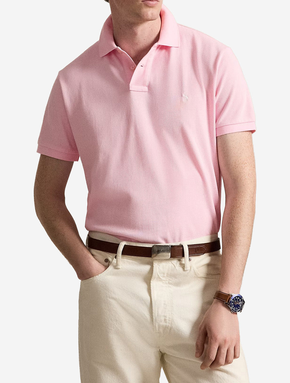 Custom Slim Fit Polo Shirt-Pink