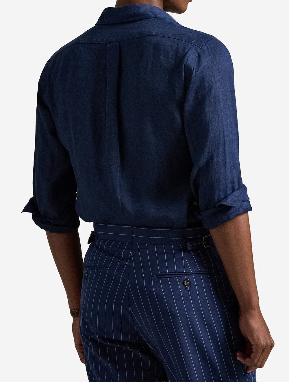 Custom Fit Linen Shirt Navy