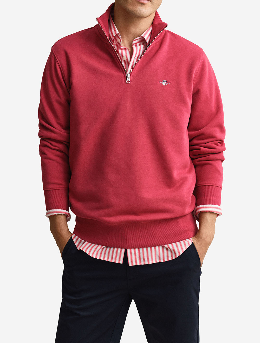 Regular Shield Half Zip Sweat Rose Red