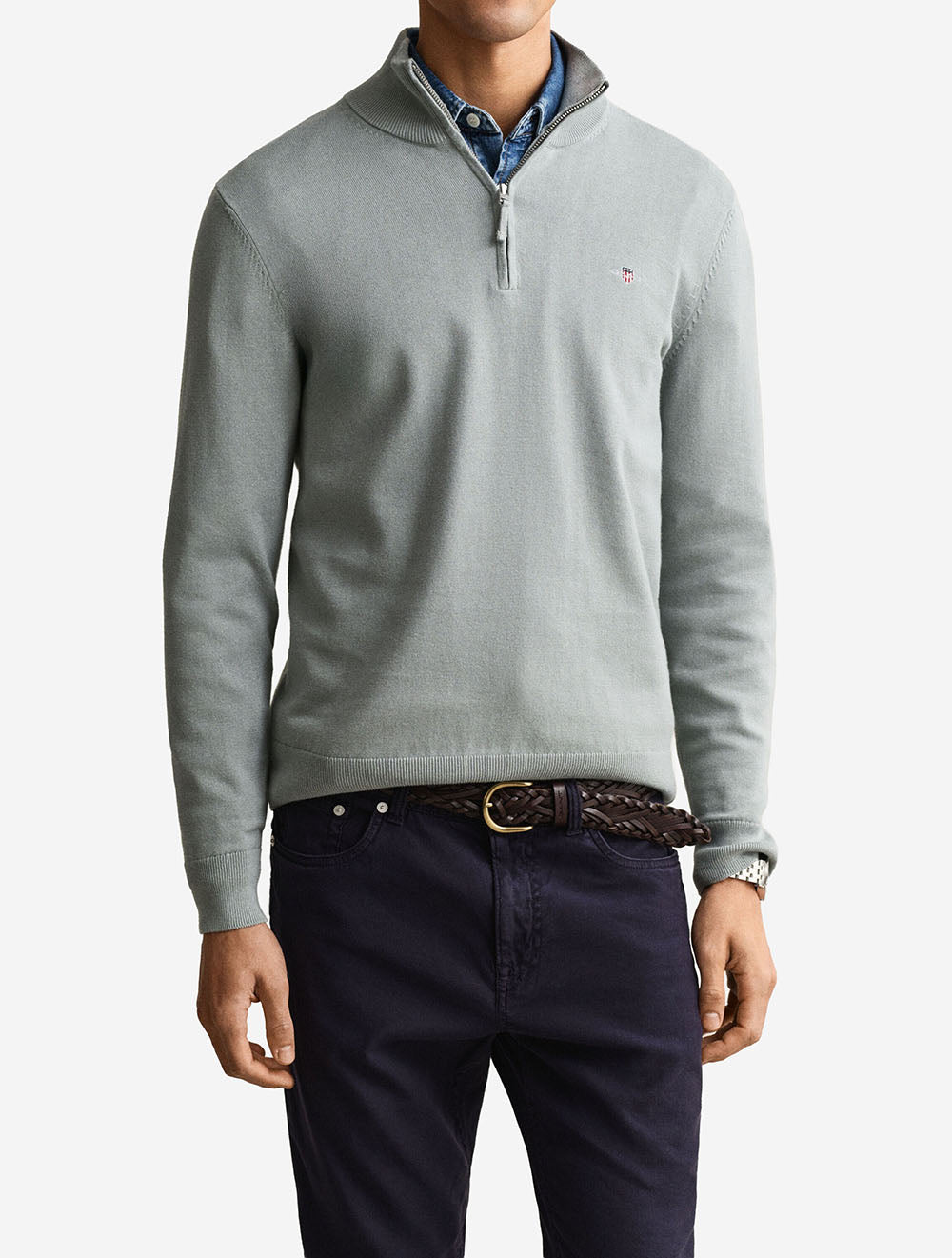 Classic Cotton Half Zip Ceramic Grey