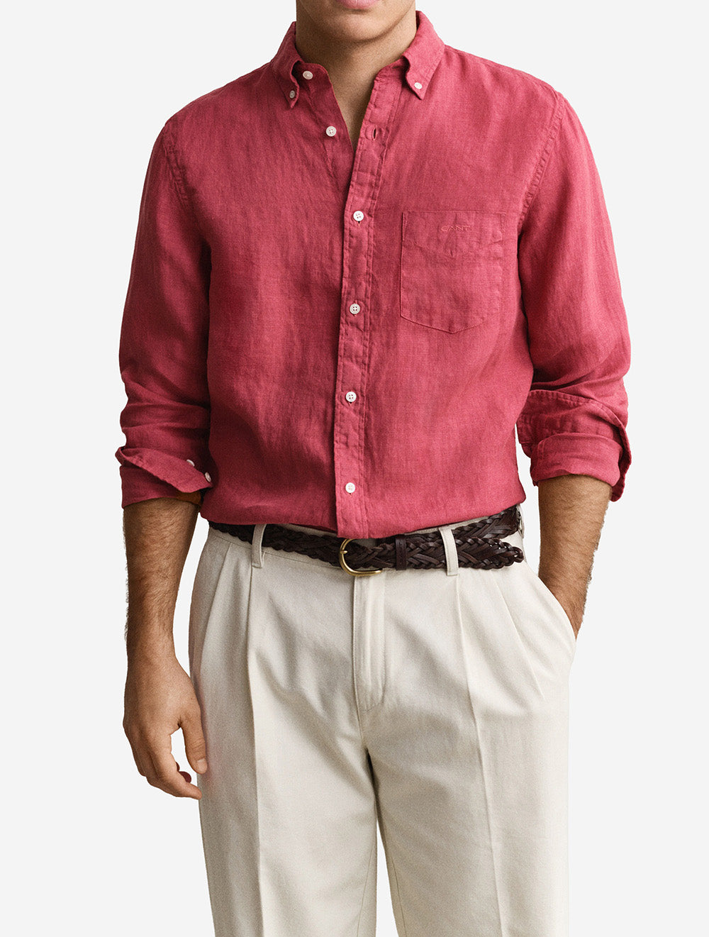 Linen Regular Fit Shirt Dusty Brick Red