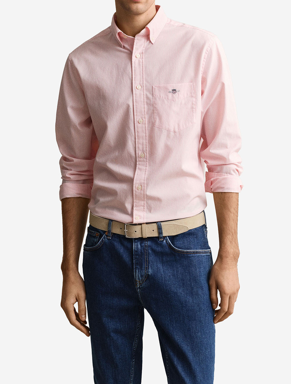 Regular Classic Poplin Banker Shirt Washed Pink