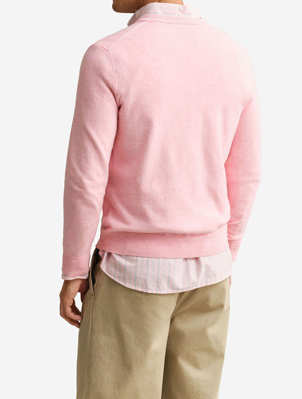 Classic Cotton V-Neck Knit California Pink Melange