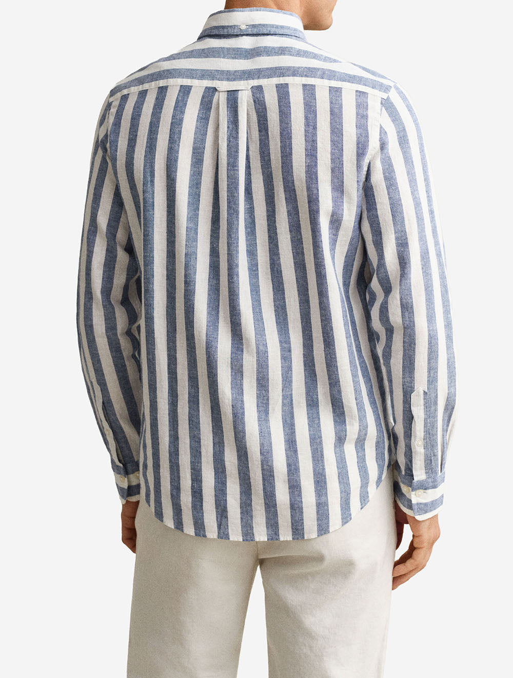 Regular Cotton Linen Stripe Shirt Vintage Blue