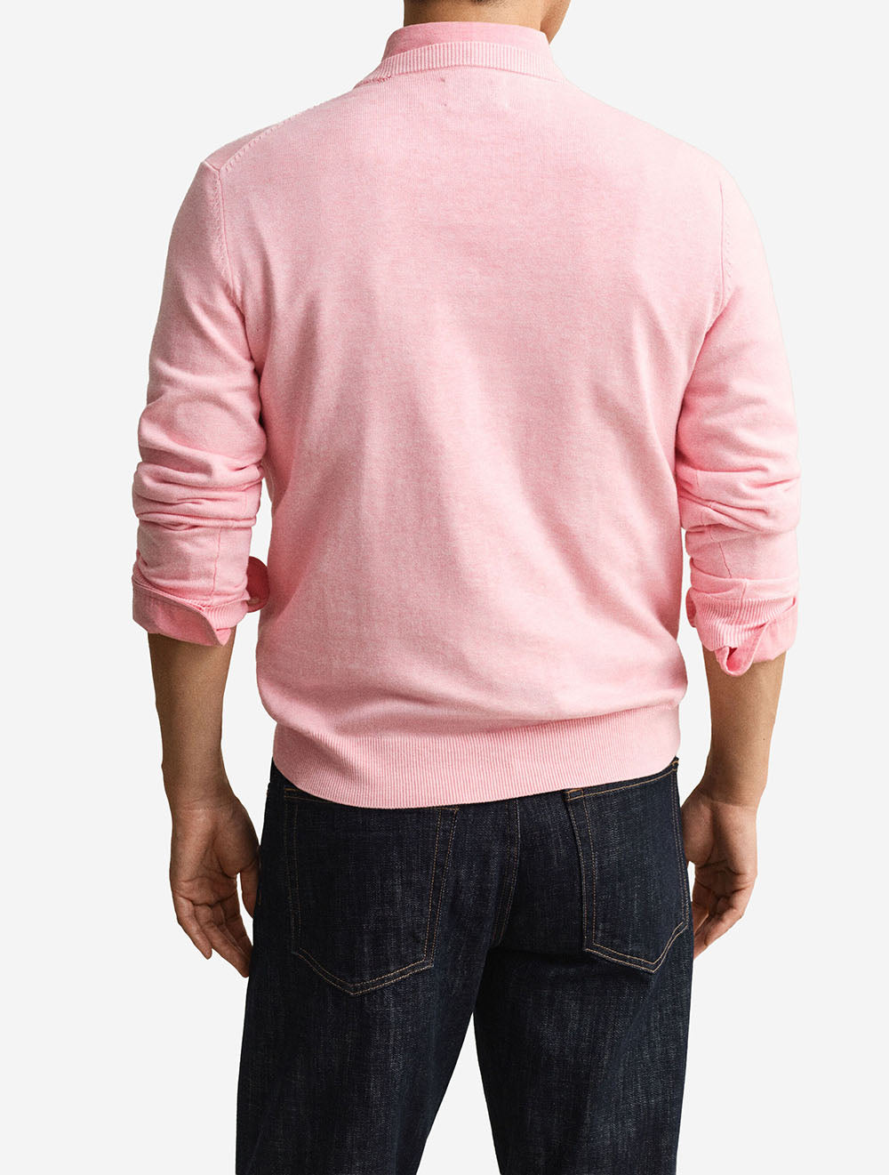 Classic Cotton Crew Neck Sweater California Pink Melange