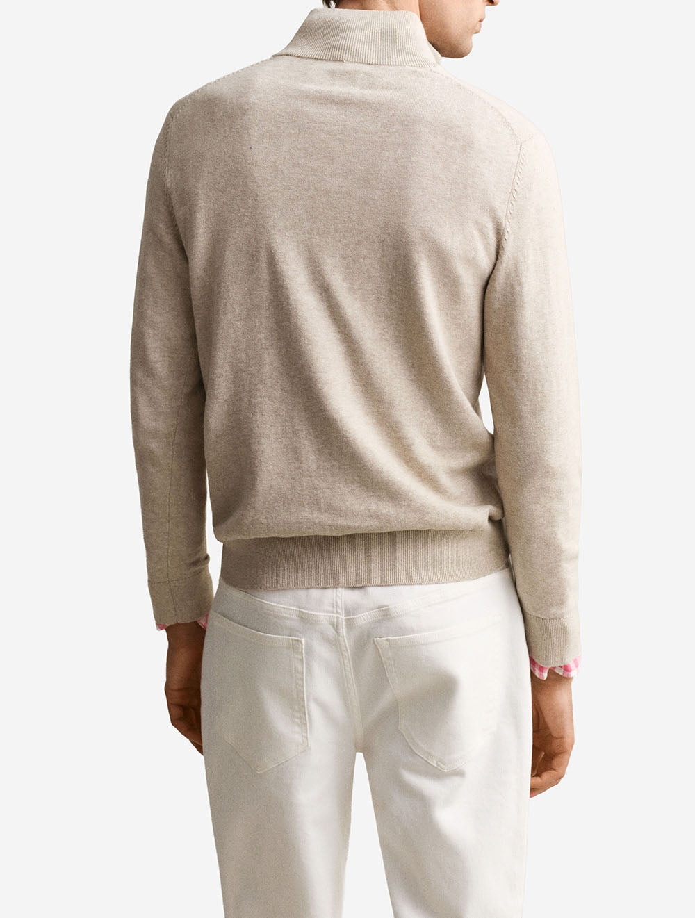 Classic Cotton Half Zip Oat Melange