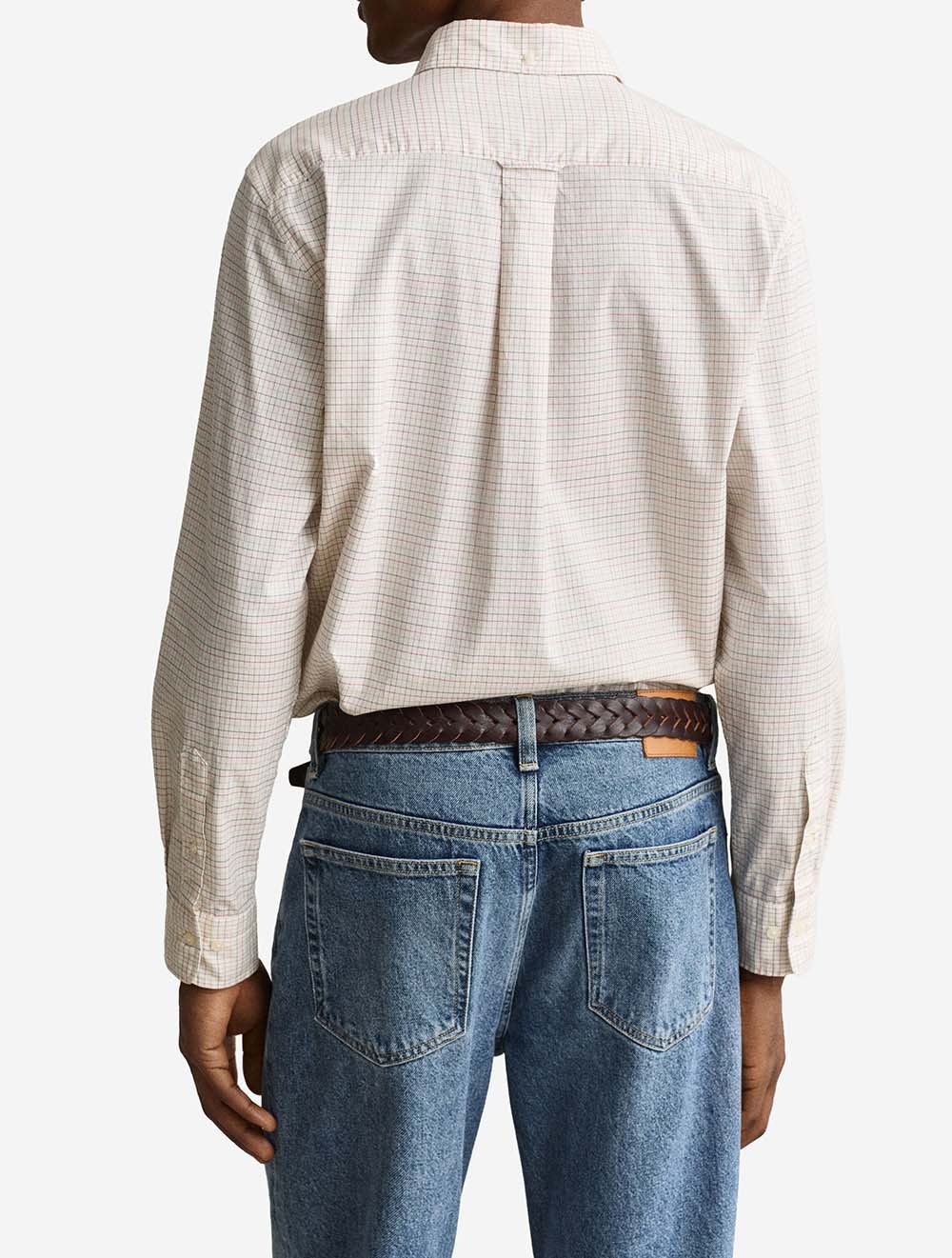 Regular Fit Oxford Check Shirt Cream