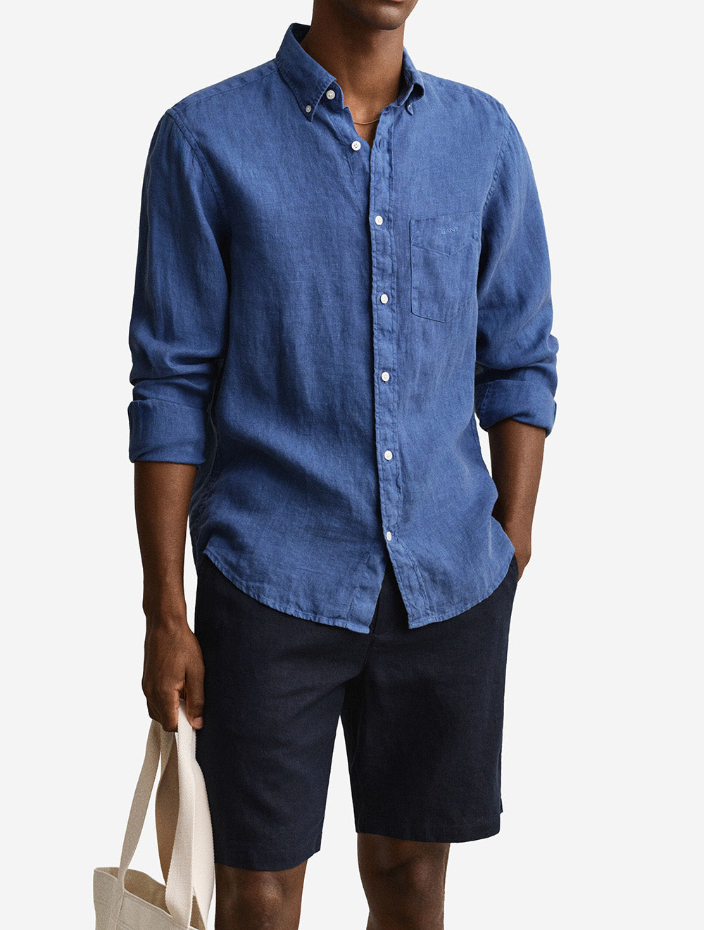 Linen Regular Fit Shirt Vintage Blue