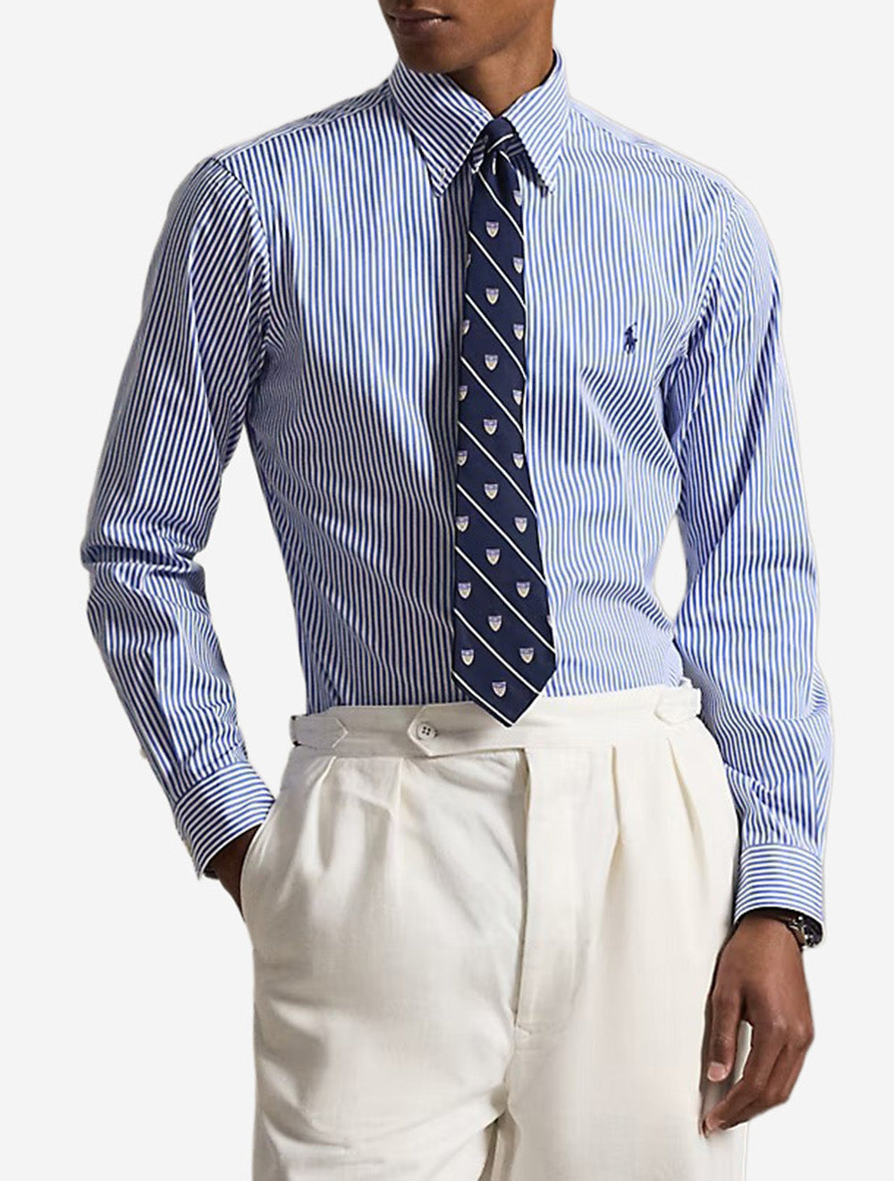 Striped Poplin Shirt Blue