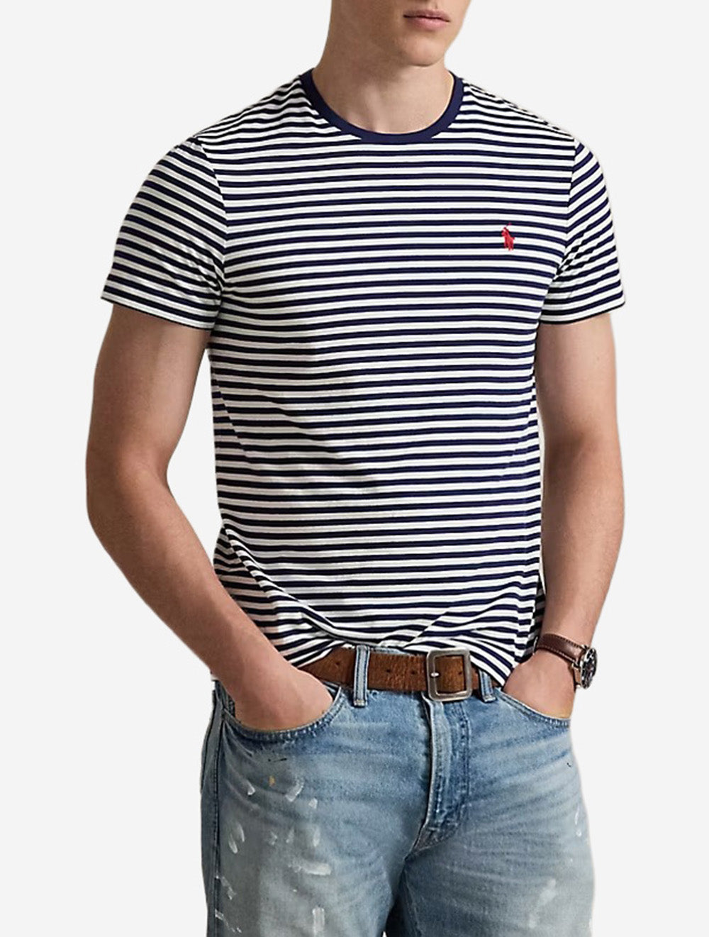 Striped Crew T-Shirt Navy