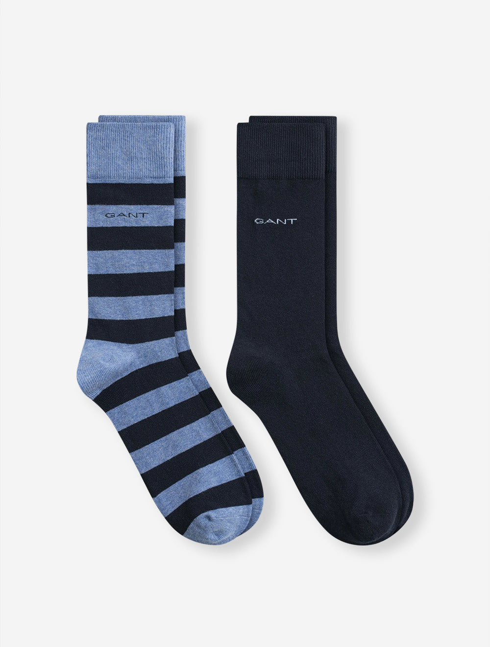 Barstripe and Solid Socks 2-Pack Denim Blue Mel