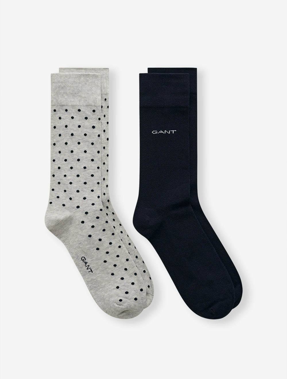 Dot and Solid Socks 2-Pack Light Grey Melange