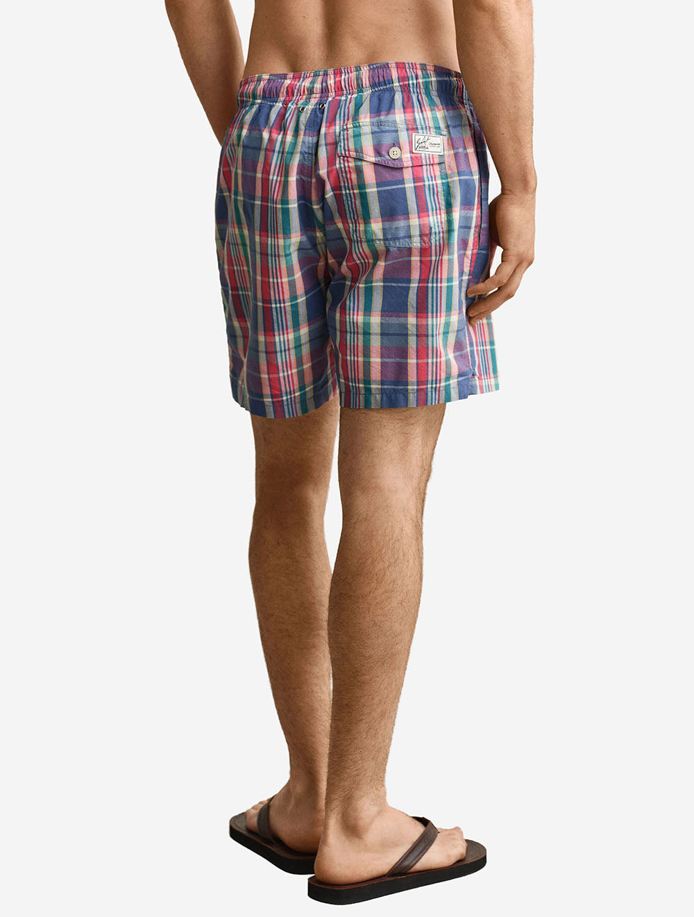 Madras Check Swim Shorts Rose Red