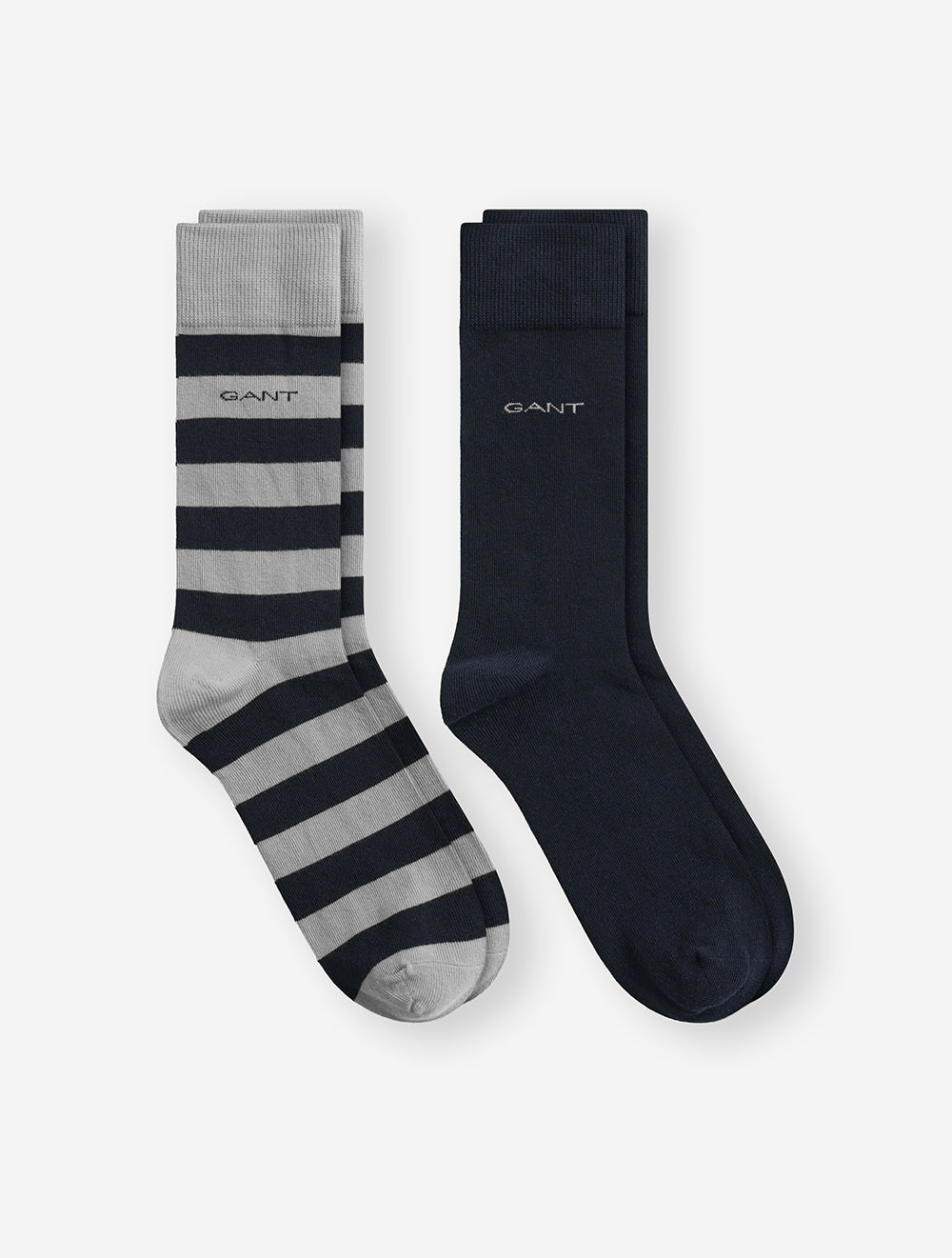 Barstripe and Solid Socks 2-Pack Light Grey Melange