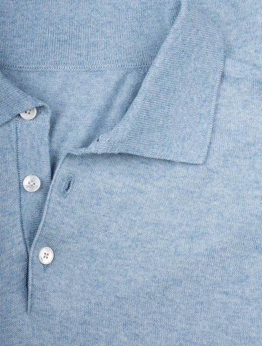Knit Long Sleeve Polo Blue