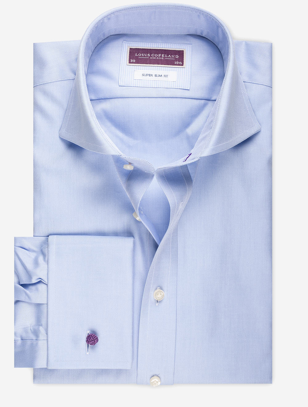 Superslim-Hemd mit Doppelmanschetten - Blau