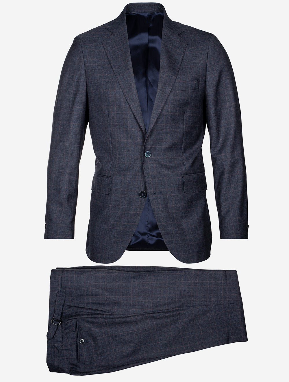 Super 170 Check Suit Blue