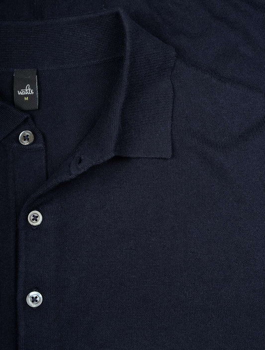 WAHTS Cashmere Blend Polo Navy Blue