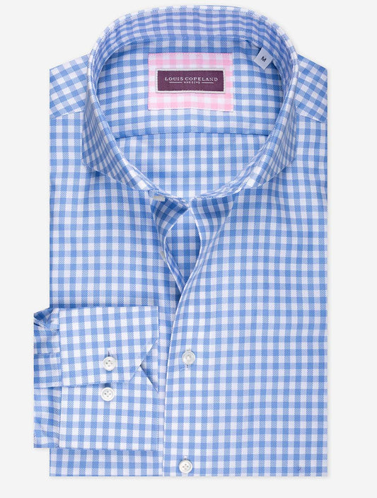 LOUIS COPELAND Royal Oxford Gingham Shirt Blue