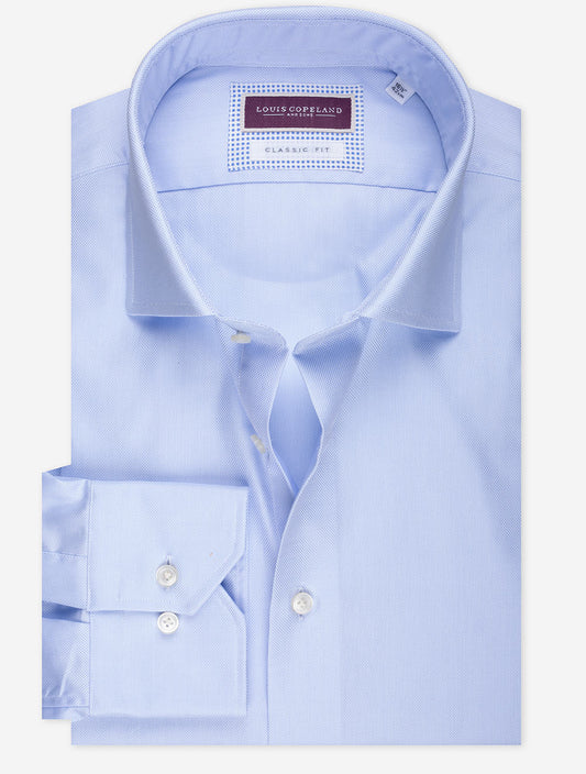 LOUIS COPELAND Pinpoint Classic Fit Single Cuff Shirt Blue
