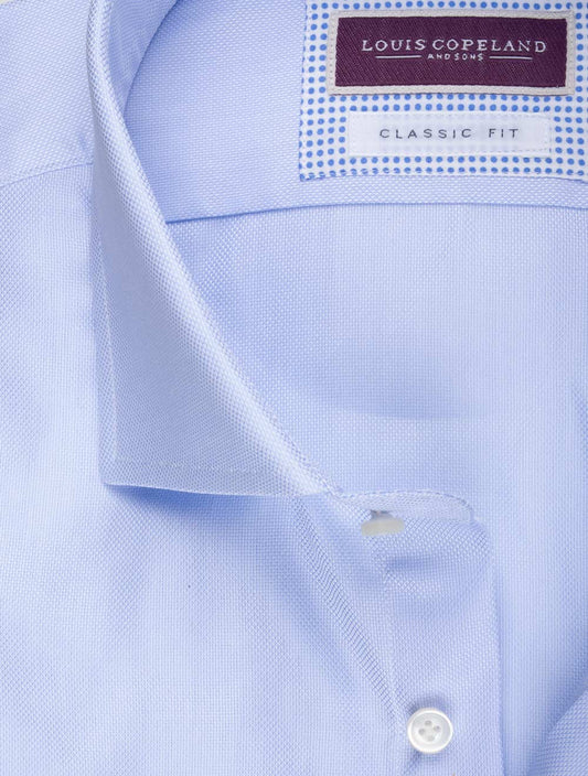 LOUIS COPELAND Pinpoint Classic Fit Single Cuff Shirt Blue