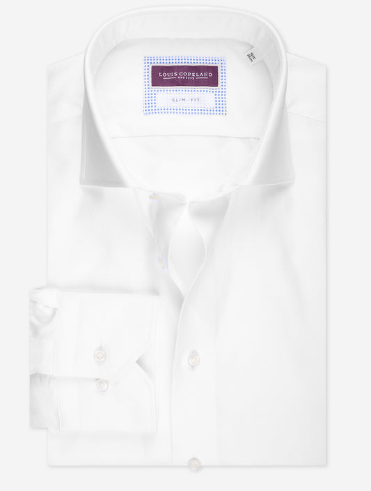 LOUIS COPELAND Slim Fit Pinpoint Single Cuff White