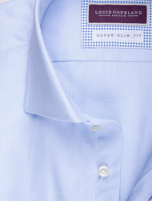 LOUIS COPELAND Pinpoint Super Slim Single Cuff Shirt Blue