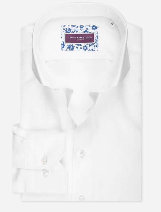 LOUIS COPELAND Linen Mix Twill Shirt White