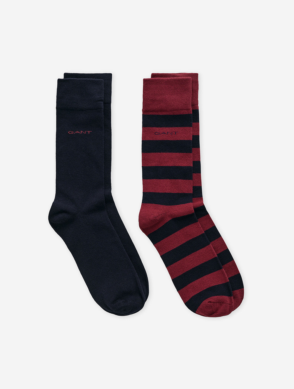 2-Pack Barstriped & Solid Socks Plumped Red