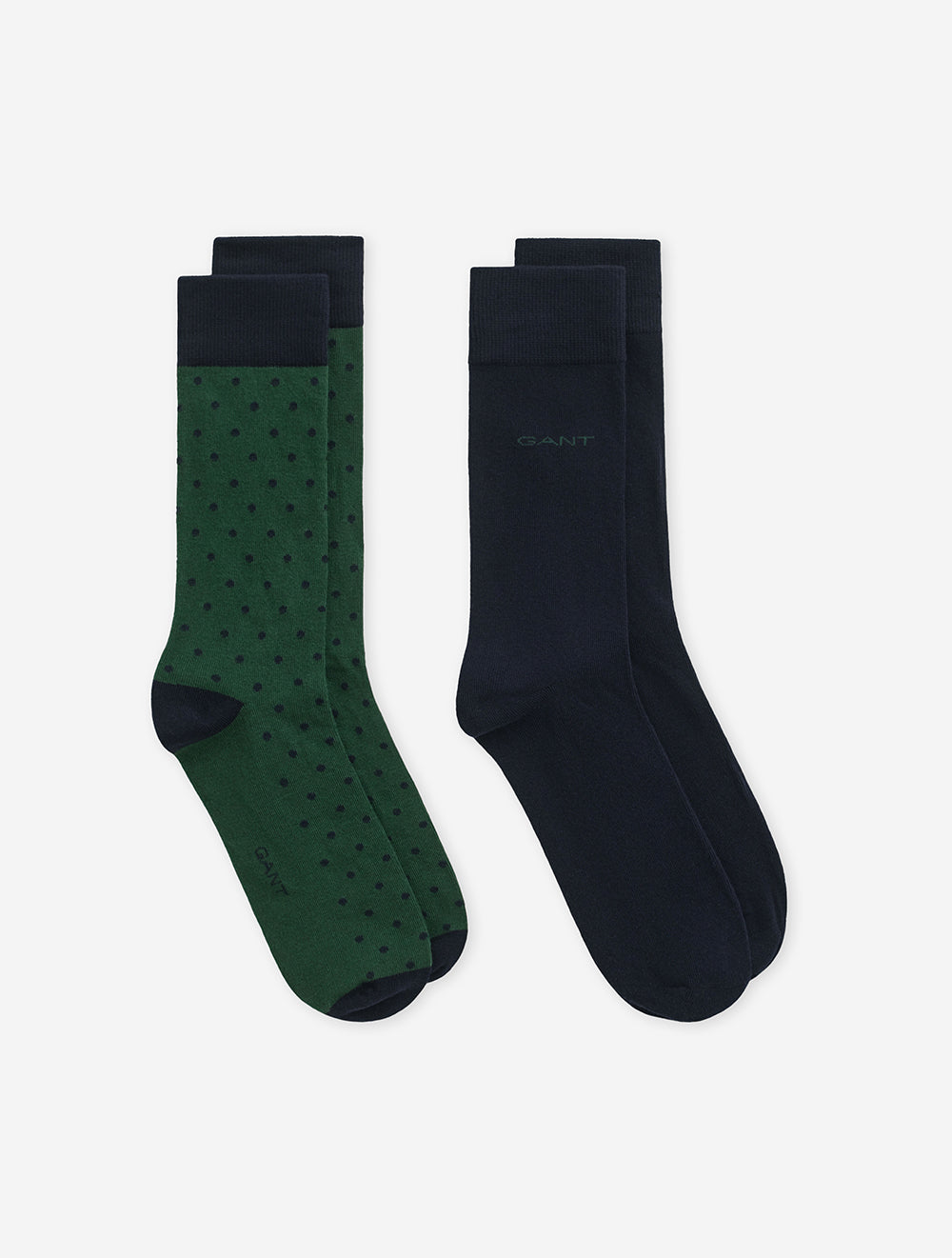2-Pack Dot & Solid Socks Forest Green