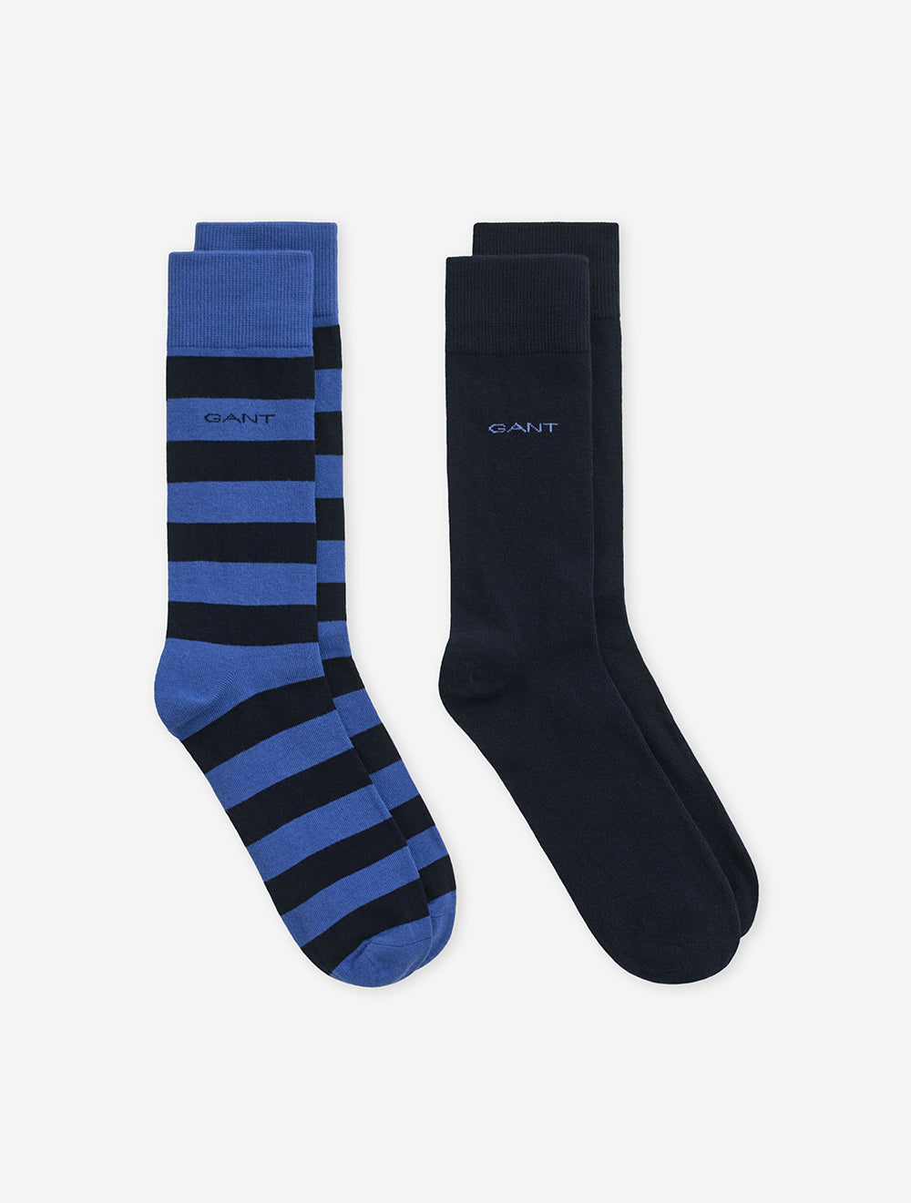 2-Pack Barstriped & Solid Socks Rich Blue