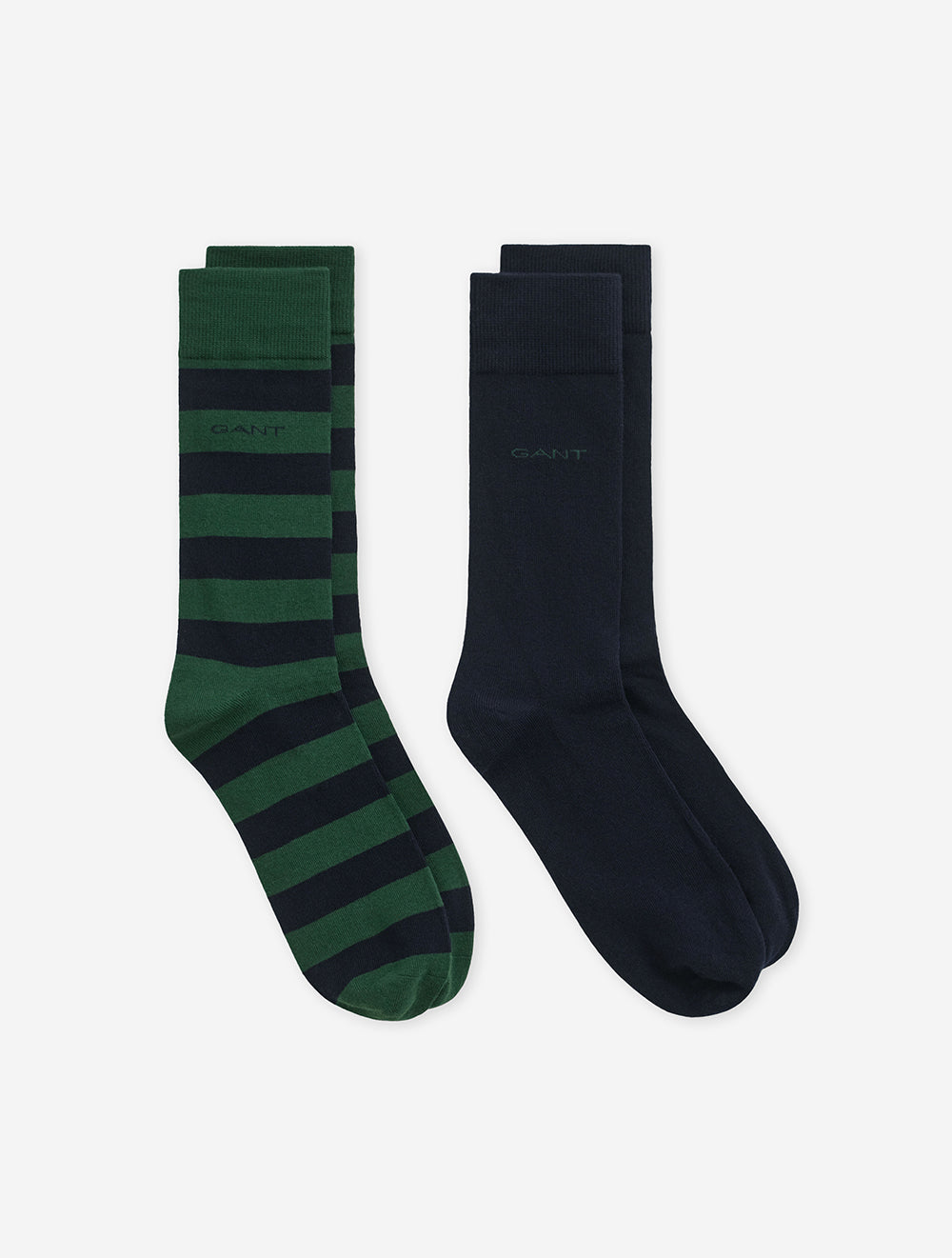 2-Pack Barstriped & Solid Socks Forest Green