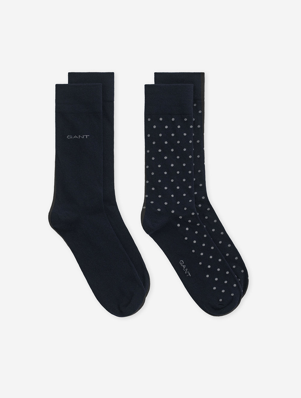 2-Pack Dot & Solid Socks Navy