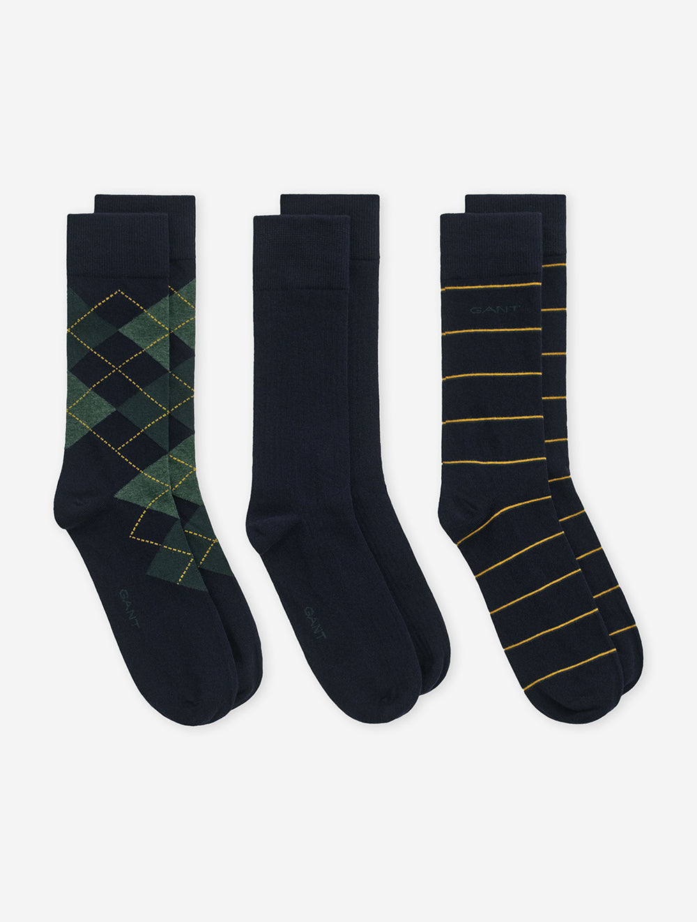 3-Pack Argyle & Striped Socks Marine
