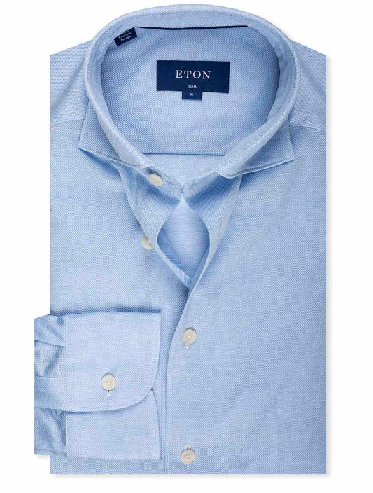 Slim Fit Pique Oxford Shirt Blue